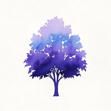 Watercolor tree on white background. Vector illustration. Watercolor painting.の素材