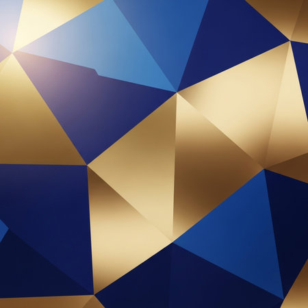 Abstract background of blue and gold triangles. Vector illustration for your designの素材