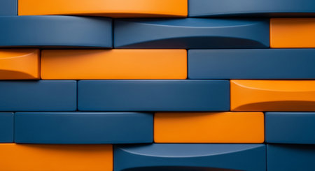 Abstract background of rows of blue and orange dominoes in rowsの素材
