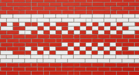 Flag of Austria painted on a brick wall. Patriotic background. National flag of Austriaの素材