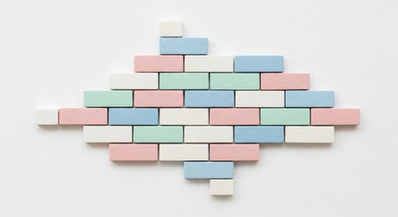 Colorful wooden blocks in the shape of a tree on white backgroundの素材