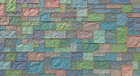 Colorful stone tile wall background and texture for interior exterior decoration.の素材