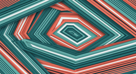 3d rendering of abstract geometric background with hexagon shapes in retro colorsの素材