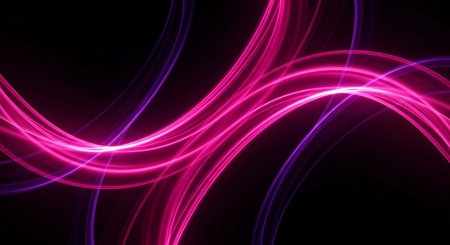 abstract pink lines on black background - computer-generated image.の素材