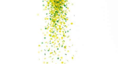 Green confetti isolated on white background. Falling leaves. Vector illustrationの素材