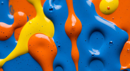 Colorful paint splashes as background, close-up macro shotの素材