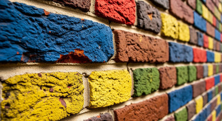 Colorful brick wall texture background. Colorful brick wall background.の素材