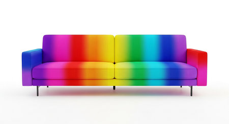 Colorful sofa isolated on white background. 3D rendering. Computer digital drawing.の素材