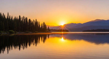 Sunset at Lake Tahoe in Sierra Nevada, California, USAの素材