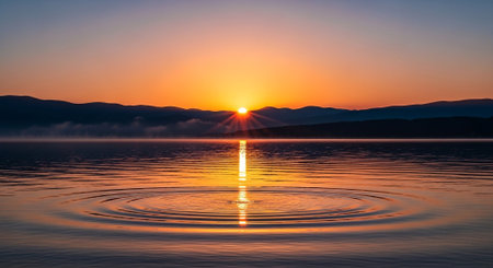 Sunrise on the lake in the mountains. Lake Baikalの素材