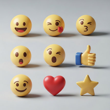collection of emoji icons expressing various feelings and emotions online now.の素材