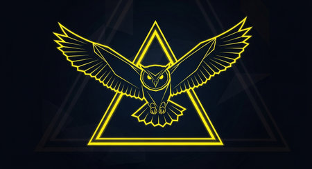 a striking owl logo with a geometric design, perfect for a modern brand identityの素材