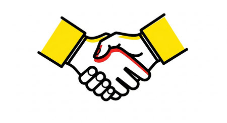 a vector graphic of a handshake, symbolizing agreement and business partnership.の素材