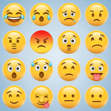 a collection of various emoji faces displaying a range of different emotions wellの素材