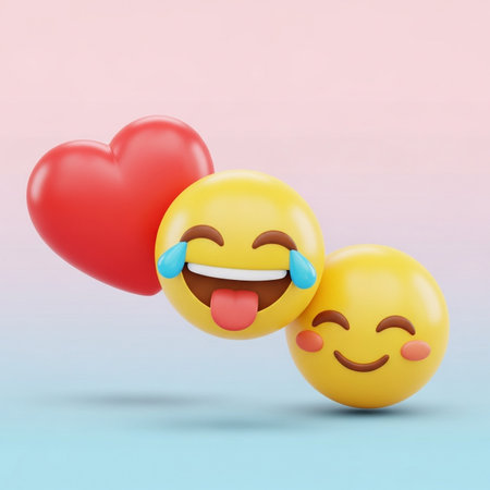 illustration of yellow emojis with a heart expressing love and happiness renderの素材