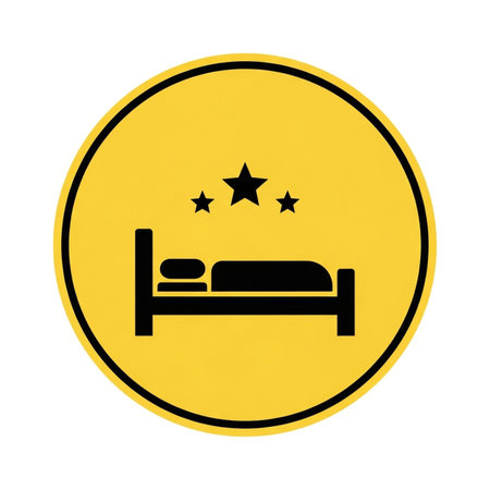 a simple hotel icon with three stars in a yellow circle, a symbol of quality lodgingの素材