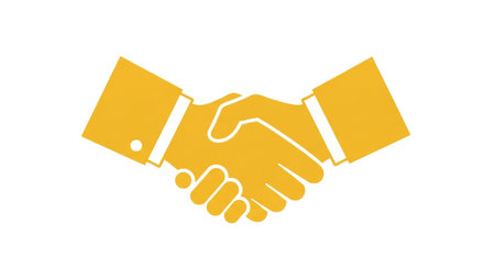 an icon of a golden handshake, symbolizing a business agreement or partnershipの素材