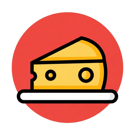 a delightful cheese illustration featuring a slice of cheddar on a plate, perfect for any food related designの素材