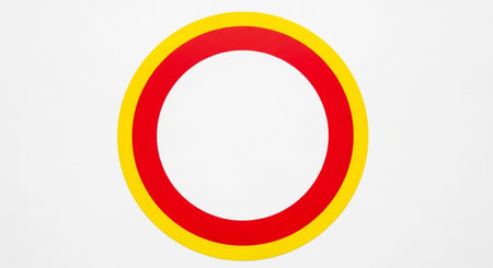 a vibrant circle with red and yellow colors, geometric shape, abstract design, graphic art element on backgroundの素材