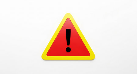 a red and yellow warning sign with an exclamation point, indicating danger, caution, and the need for attentionの素材
