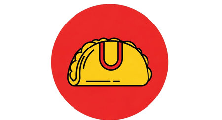 Illustration of a taco on a white background with a red circleの素材