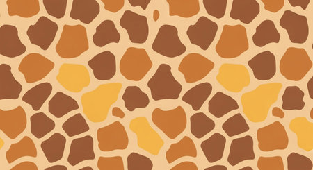 a seamless giraffe pattern with brown and yellow spots on a beige background. great for designsの素材
