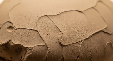 close up of chocolate ice cream on a white background with copy spaceの素材