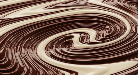 close up of chocolate syrup flowing on white background. 3d renderingの素材