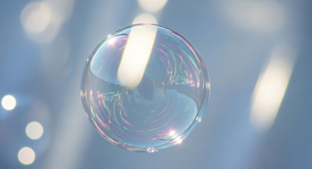 Soap bubble on bokeh background. 3d illustration.の素材