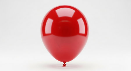 a vibrant red balloon floats against a clean white background, perfect for partiesの素材