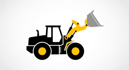 a vector illustration of a yellow and black loader for construction and industryの素材