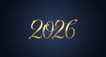 celebrate the new year with this golden 2026 vector image for your designs and postersの素材
