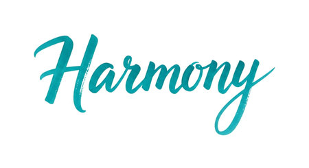 beautiful harmony typography in teal color, perfect for wellness and balance themeの素材
