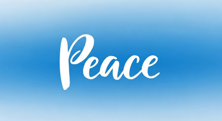 find your inner peace with this image featuring the word peace on a blue backgroundの素材