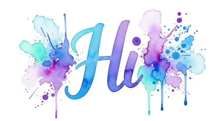 watercolor splash art hi illustration greeting card design for backgrounds useの素材