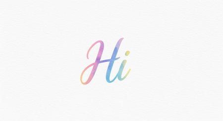 Watercolor hi greeting card design element graphic illustration art print image.の素材