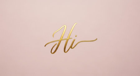 elegant gold hi text on pink background for greeting cards and luxury invitationsの素材