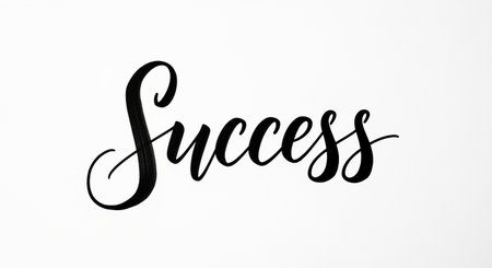 a calligraphy image showing the word success, representing achievement and growth.の素材