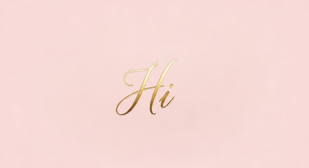 a pink background with the word hi in gold calligraphy typography design style.の素材