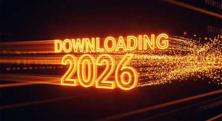 downloading future technology concept for the year two thousand and twenty sixの素材