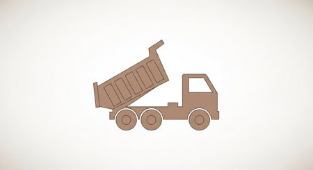 Dump truck icon 3d rendering on a white background with shadowの素材