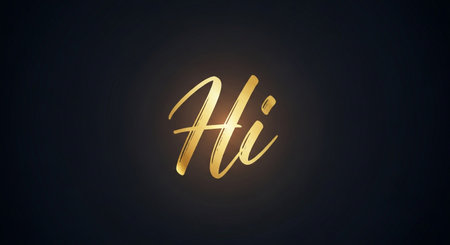 a golden hi on a black background, perfect for a greeting card or invitation designの素材