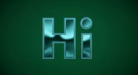 shiny metallic hi greeting message on a dark green background. Simple and modern designの素材