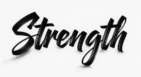 a powerful image of the word strength in bold calligraphy, black and white designの素材