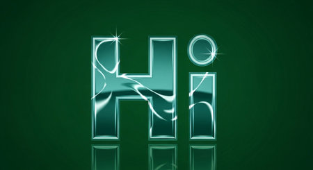 A shiny greeting text effect on a green background, a graphic design element image.の素材