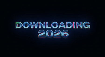 downloading future technology concept for the year 2026 with shiny light effectsの素材