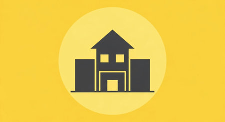 an illustration of a building structure with a yellow background, perfect for architecture.の素材