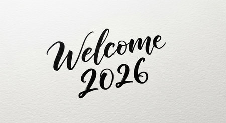 A welcome year two thousand twenty six calligraphy lettering illustration image.の素材