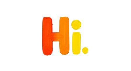 Colorful wooden letters H and I isolated on a white background.の素材