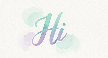 Hi watercolor hand lettering on watercolor background. Vector illustration.の素材